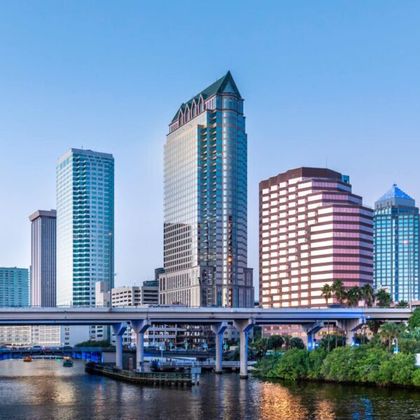 skyline view of downtown Tampa Bay Florida and it's many office buildings